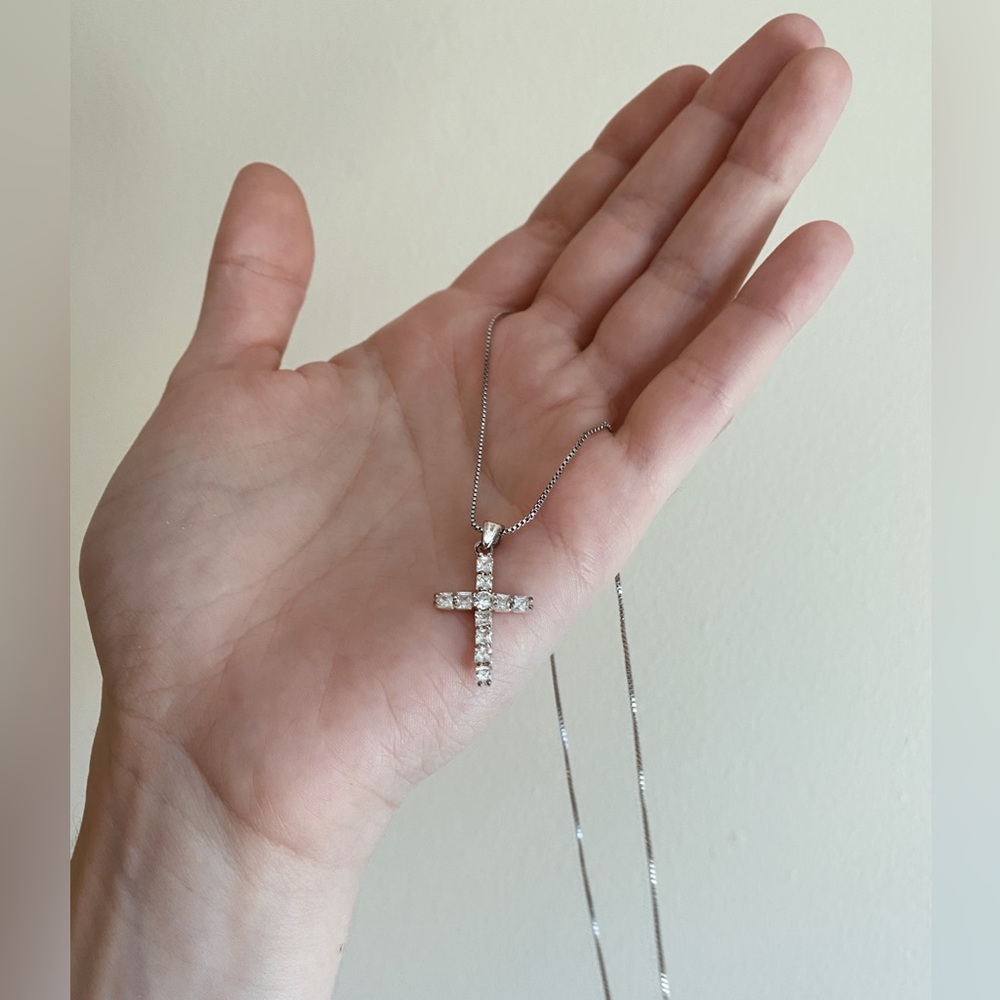 Silver/Diamond Cross Necklace